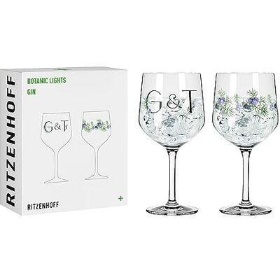 RITZENHOFF 3881001 Gin-Glas 700 ml 2er-Set Serie Botanic Lights 2 Kelche mit Motiv und Spruch Made in Germany Artikelnr. 3881001, Serie Botanic Lights, 2 Gin-Gläser 700 ml, Kristallglas, spülmaschinenfest RITZENHOFF 3881001 Gin-Glas 700 ml 2er-Set Serie Botanic Lights 2 Kelche mit Motiv und Spruch Made in Germany Artikelnr. 3881001, Serie Botanic Lights, 2 Gin-Gläser 700 ml, Kristallglas, spülmaschinenfest