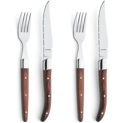 Amefa Royal Steak Steakmesser Set 4-teilig Holzgriff Messer mit mikrogezahnter Klinge Messer für Steak, Fleisch und Pizza Steakbesteckset Im Etui Amefa Royal Steak Steakmesser Set 4-teilig Holzgriff Messer mit mikrogezahnter Klinge Messer für Steak, Fleisch und Pizza Steakbesteckset Im Etui