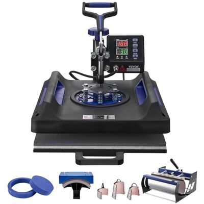 VEVOR Hitzepresse, 8-in-1 Wärmeübertragungsmaschine mit 30 oz Tumbler-Presse, 360° wegschwenkbares digitales T-Shirt-Pressen, 38 x 38 cm, für T-Shirts/Tassen/Hüte/Teller, Schwarz + Blau VEVOR Hitzepresse, 8-in-1 Wärmeübertragungsmaschine mit 30 oz Tumbler-Presse, 360° wegschwenkbares digitales T-Shirt-Pressen, 38 x 38 cm, für T-Shirts/Tassen/Hüte/Teller, Schwarz + Blau