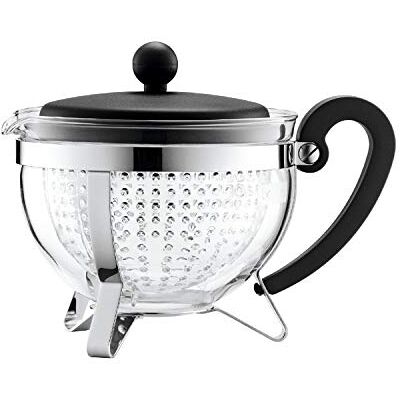 Bodum 1975-01 Chambord Teekanne, 1 L mit farbigem Plastikdeckel, Griff und transparentem Filter, schwarz Bodum 1975-01 Chambord Teekanne, 1 L mit farbigem Plastikdeckel, Griff und transparentem Filter, schwarz