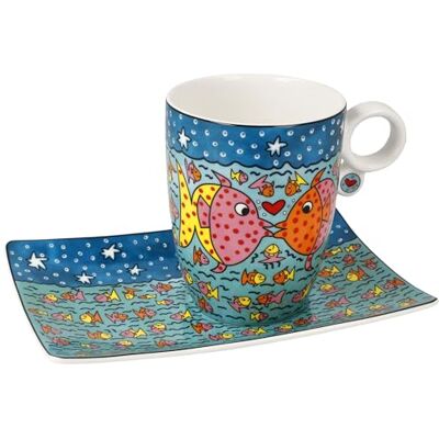 Goebel Künstlertasse mit Untertasse Rizzi Family of Fish Pop Art Goebel Künstlertasse mit Untertasse Rizzi Family of Fish Pop Art