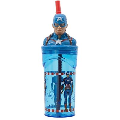 Stor Original Marvel Captain America 360 ml Becher für Kinder mit integriertem Strohhalm und 3D-Figuren berühmter Filmfiguren. Stor Original Marvel Captain America 360 ml Becher für Kinder mit integriertem Strohhalm und 3D-Figuren berühmter Filmfiguren.