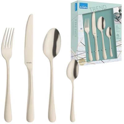 Amefa AUSTIN Besteck Set 4 Personen (champagner) 16-teilig PVD-veredelt mattiertes Besteckset 4 Personen aus rostfreiem Edelstahl 18/0 in Champagnerfarbe Amefa AUSTIN Besteck Set 4 Personen (champagner) 16-teilig PVD-veredelt mattiertes Besteckset 4 Personen aus rostfreiem Edelstahl 18/0 in Champagnerfarbe
