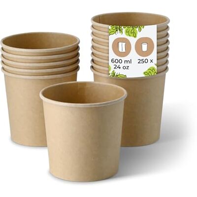 BIOZOYG Suppenbecher to go 250 Stück 600 ml / 24 oz, Ø 115 mm, braun Suppenschüsseln Einweg Einweggeschirr Alternative zur Plastikschüssel To go Becher, Suppe, Soup Bowl BIOZOYG Suppenbecher to go 250 Stück 600 ml / 24 oz, Ø 115 mm, braun Suppenschüsseln Einweg Einweggeschirr Alternative zur Plastikschüssel To go Becher, Suppe, Soup Bowl