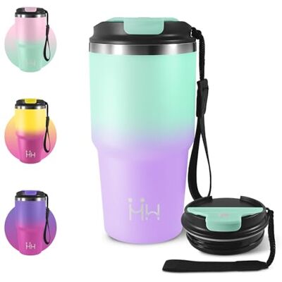 JAPORIA Thermobecher 600ml, Auslaufsicher Thermobecher mit Deckel, Kaffeebecher to Go, BPA-frei, Kohlensäure Geeignet, Doppelwandig Travel Mug, BPA-frei, Isolierbecher für Radfahren, Mädchen, Sprudel JAPORIA Thermobecher 600ml, Auslaufsicher Thermobecher mit Deckel, Kaffeebecher to Go, BPA-frei, Kohlensäure Geeignet, Doppelwandig Travel Mug, BPA-frei, Isolierbecher für Radfahren, Mädchen, Sprudel