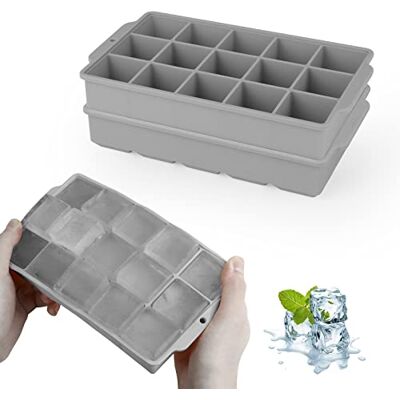 JOPHEK Eiswürfelform, 2 Stück 30 Fach Silikon Eiswürfelschale, Große Quadratische Eiswürfel 3.5cm für Cocktails Whisky Wein Obst Fruchtpürees Eiscreme Eistee (Grau+Grau) JOPHEK Eiswürfelform, 2 Stück 30 Fach Silikon Eiswürfelschale, Große Quadratische Eiswürfel 3.5cm für Cocktails Whisky Wein Obst Fruchtpürees Eiscreme Eistee (Grau+Grau)
