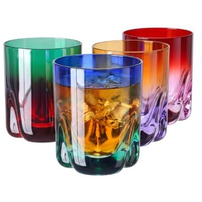 Krosno Whiskygläser Mehrfarbig, 4er Set, 250 ml, Kollektion Aurora Für Whisky Drinks und Cocktails, Handbemaltes Glas, Aurora-Farben, Bleifreies Kristallglas Krosno Whiskygläser Mehrfarbig, 4er Set, 250 ml, Kollektion Aurora Für Whisky Drinks und Cocktails, Handbemaltes Glas, Aurora-Farben, Bleifreies Kristallglas