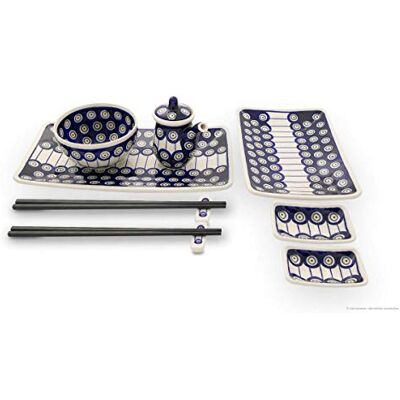 Bunzlauer keramik Sushi-Set 8-teilig, Dekor 8 Bunzlauer keramik Sushi-Set 8-teilig, Dekor 8