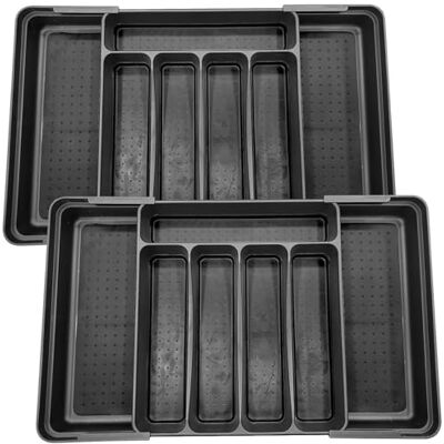 Rosenstein & Söhne Besteckschublade: 2er-Set Besteckkasten, ausziehbar: 30 auf 52,5 x 33,5 x 5,5 cm (Besteck Schubladeneinsatz, Besteckladeneinsatz) Rosenstein & Söhne Besteckschublade: 2er-Set Besteckkasten, ausziehbar: 30 auf 52,5 x 33,5 x 5,5 cm (Besteck Schubladeneinsatz, Besteckladeneinsatz)