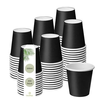DeinPack 200 x Espressobecher 100 ml / 4 oz, Ø 62 mm schwarz Einwegbecher schwarz Probierbecher Pappbecher Kaffeebecher Einweg aus Kraft-Karton DeinPack 200 x Espressobecher 100 ml / 4 oz, Ø 62 mm schwarz Einwegbecher schwarz Probierbecher Pappbecher Kaffeebecher Einweg aus Kraft-Karton
