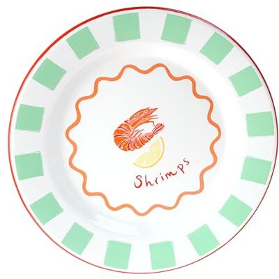 Talking Tables Bon Appetit handgefertigter 25 cm Emaille-Essteller mit Garnelen-Design, bruchfest & spülmaschinengeeignet, wiederverwendbares Geschirr für drinnen & draußen, Grillabende & Picknicks Talking Tables Bon Appetit handgefertigter 25 cm Emaille-Essteller mit Garnelen-Design, bruchfest & spülmaschinengeeignet, wiederverwendbares Geschirr für drinnen & draußen, Grillabende & Picknicks