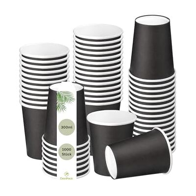 DeinPack 1000 x Pappbecher 300 ml / 12 oz, Ø 90 mm schwarz Einwegbecher schwarz Probierbecher Snackbecher Kaffeebecher Einweg aus Kraft-Karton DeinPack 1000 x Pappbecher 300 ml / 12 oz, Ø 90 mm schwarz Einwegbecher schwarz Probierbecher Snackbecher Kaffeebecher Einweg aus Kraft-Karton