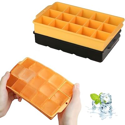JOPHEK Eiswürfelform, 2 Stück 30 Fach Silikon Eiswürfelschale, Große Quadratische Eiswürfel 3.5cm für Cocktails Whisky Wein Obst Fruchtpürees Eiscreme Eistee (Gelb+Schwarz) JOPHEK Eiswürfelform, 2 Stück 30 Fach Silikon Eiswürfelschale, Große Quadratische Eiswürfel 3.5cm für Cocktails Whisky Wein Obst Fruchtpürees Eiscreme Eistee (Gelb+Schwarz)