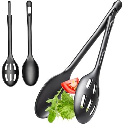 Hausfelder Salatbesteck, 2er Set, Schwarz Salatbesteck Kunststoff schwarz 2er Set 32 cm, Salatlöffel & Salatzange aus Plastik, spülmaschinenfest, mattschwarz Hausfelder Salatbesteck, 2er Set, Schwarz Salatbesteck Kunststoff schwarz 2er Set 32 cm, Salatlöffel & Salatzange aus Plastik, spülmaschinenfest, mattschwarz