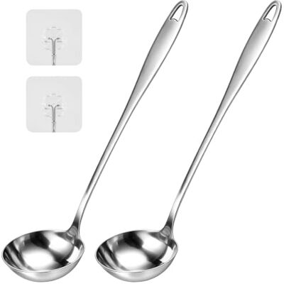 PETERMALLON Suppenkelle aus hochwertigem Edelstahl – Zum Servieren und Schöpfen von Suppen und Eintöpfen, Edelstahl teilmattiert, spülmaschinengeeignet, Saucen-/ Schöpflöffel, Schöpfkelle, 2 Stück PETERMALLON Suppenkelle aus hochwertigem Edelstahl – Zum Servieren und Schöpfen von Suppen und Eintöpfen, Edelstahl teilmattiert, spülmaschinengeeignet, Saucen-/ Schöpflöffel, Schöpfkelle, 2 Stück