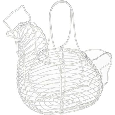 DRW Eierbecher in Hühnerform aus Metall in Weiß, 25 x 18 x 30 cm DRW Eierbecher in Hühnerform aus Metall in Weiß, 25 x 18 x 30 cm