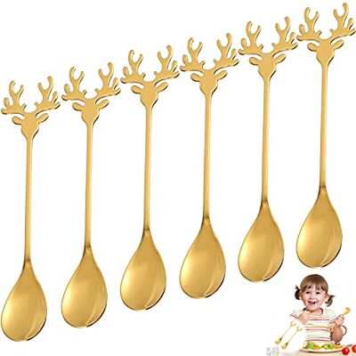 Ancuioyz 6 Stück Elch Rührlöffel Edelstahl Löffel Kreativer Weihnachtslöffel Geschenk Kaffeel Kuchenlöffel Tee Löffel (Gold) … Ancuioyz 6 Stück Elch Rührlöffel Edelstahl Löffel Kreativer Weihnachtslöffel Geschenk Kaffeel Kuchenlöffel Tee Löffel (Gold) …