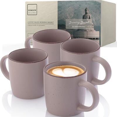 Sänger Bombay Basalt Kaffeebecher 4 teilig, Steingut Tassen Set für 4 Personen, Tassen, spülmaschinen- mikrowellenfest, Coffee Mug Teetasse, Kaffeetassen lila 360 ml Sänger Bombay Basalt Kaffeebecher 4 teilig, Steingut Tassen Set für 4 Personen, Tassen, spülmaschinen- mikrowellenfest, Coffee Mug Teetasse, Kaffeetassen lila 360 ml