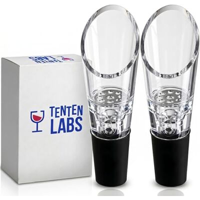 TenTen Labs Weinbelüfter und Weindekanter, 2er-Pack, Schwarz Für Weinliebhaber und Gastgeber, Belüfter und Ausgießer, Verbessert Geschmack Beim Einschenken, Ideal als Geschenk TenTen Labs Weinbelüfter und Weindekanter, 2er-Pack, Schwarz Für Weinliebhaber und Gastgeber, Belüfter und Ausgießer, Verbessert Geschmack Beim Einschenken, Ideal als Geschenk
