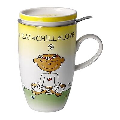 Goebel Teetasse mit Deckel und Sieb Der kleine Yogi "Eat Chill Love Goebel Teetasse mit Deckel und Sieb Der kleine Yogi "Eat Chill Love