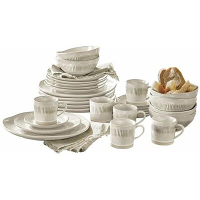 Loberon Geschirr 30er Set Périers, creme Bewusst unebenes Design, Handgetöpferte Optik, Hochwertiges Steinzeug Loberon Geschirr 30er Set Périers, creme Bewusst unebenes Design, Handgetöpferte Optik, Hochwertiges Steinzeug