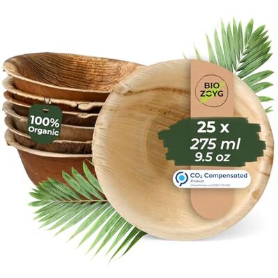 BIOZOYG Palmblatt Geschirr, Schale 25 Stück 275 ml rund Einweg Suppenteller Salatschale kompostierbar Palmblatt Schale- Einweg Bowl Partygeschirr nachhaltig BIOZOYG Palmblatt Geschirr, Schale 25 Stück 275 ml rund Einweg Suppenteller Salatschale kompostierbar Palmblatt Schale- Einweg Bowl Partygeschirr nachhaltig