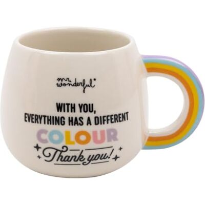 Mr. Wonderful Regenbogen 3D Tasse With you, everything has a different colour. Thank you! Keramiktasse mit Dankesbotschaft Mr. Wonderful Regenbogen 3D Tasse With you, everything has a different colour. Thank you! Keramiktasse mit Dankesbotschaft