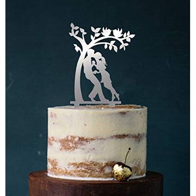 edelstahlheini.de Cake Topper Paar am Baum Kuss,Tortenstecker, Tortenfigur Acryl, Hochzeit Wedding Hochzeitstorte (Spiegel Silber (Einseitig)) Art.Nr. 5058 edelstahlheini.de Cake Topper Paar am Baum Kuss,Tortenstecker, Tortenfigur Acryl, Hochzeit Wedding Hochzeitstorte (Spiegel Silber (Einseitig)) Art.Nr. 5058