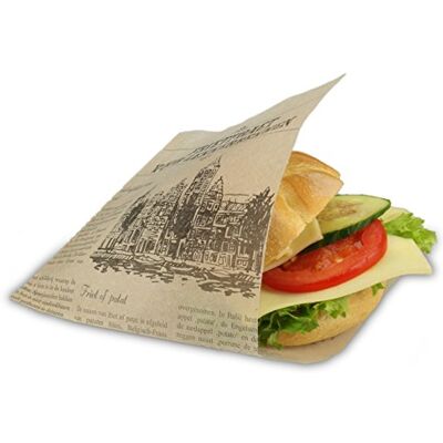 pack2go 1000 Snacktüten Snacktaschen/Dönertaschen, To Go-Snackbeutel, Sandwich Taschen, 16x15cm, braun 2-seitig offen, Perga-Ersatz Zeitungsmotiv"Lekkerbekken pack2go 1000 Snacktüten Snacktaschen/Dönertaschen, To Go-Snackbeutel, Sandwich Taschen, 16x15cm, braun 2-seitig offen, Perga-Ersatz Zeitungsmotiv"Lekkerbekken