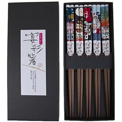 lachineuse Japanische Essstäbchen Maneki Neko – 5 Paar japanische Glückskatze – Farbe Holz – Chopsticks – Sushi, Ramen, Nudeln & Reis – Geschenk für asiatische chinesische Küche lachineuse Japanische Essstäbchen Maneki Neko – 5 Paar japanische Glückskatze – Farbe Holz – Chopsticks – Sushi, Ramen, Nudeln & Reis – Geschenk für asiatische chinesische Küche