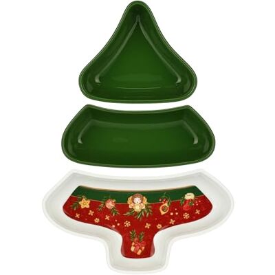 THUN , Vorspeisenteller in Form eines Weihnachtsbaums aus Porzellan, Kollektion Weihnachtsüberraschungen, Vorspeisenteller für Ihre Vorspeisen, Geschenkidee für Weihnachten, 28 x 39 x 5 cm THUN , Vorspeisenteller in Form eines Weihnachtsbaums aus Porzellan, Kollektion Weihnachtsüberraschungen, Vorspeisenteller für Ihre Vorspeisen, Geschenkidee für Weihnachten, 28 x 39 x 5 cm