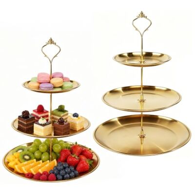 DELAESI 2 Stück Cupcake Ständer Etagere 3 Etagen Etagere Gold Tortenständer 3 Etagen Obst Etagere Rund Kuchenständer für Desserts Kuchen Käse Süßigkeiten Kekse Nüsse DELAESI 2 Stück Cupcake Ständer Etagere 3 Etagen Etagere Gold Tortenständer 3 Etagen Obst Etagere Rund Kuchenständer für Desserts Kuchen Käse Süßigkeiten Kekse Nüsse