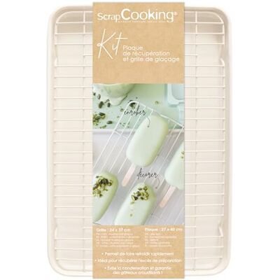 ScrapCooking Backblech mit Gitter 30 x 40 cm Abkühlgitter & Glasur-Set Ideal zum Dekorieren von Kuchen, Donuts, Eis, Cookies Konditorei-Zubehör 2106 ScrapCooking Backblech mit Gitter 30 x 40 cm Abkühlgitter & Glasur-Set Ideal zum Dekorieren von Kuchen, Donuts, Eis, Cookies Konditorei-Zubehör 2106