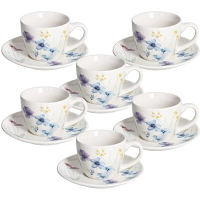 Tognana Florenne, 6er-Pack Kaffeetassen mit Untertasse, New Bone China, Multicolor Tognana Florenne, 6er-Pack Kaffeetassen mit Untertasse, New Bone China, Multicolor