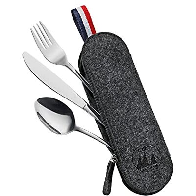 Cilio VIAGGIO Besteckset 3-tlg. Schwarz, Edelstahl rostfrei, mit Filztasche Cilio VIAGGIO Besteckset 3-tlg. Schwarz, Edelstahl rostfrei, mit Filztasche