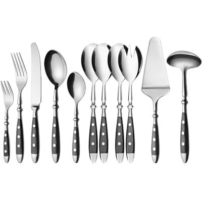 GRÄWE Besteckset, Nürnberg, 66-teilig, 12 Personen, Edelstahl, schwarzer Griff, rustikal, schwere Qualität, spülmaschinengeeignet, handpoliert GRÄWE Besteckset, Nürnberg, 66-teilig, 12 Personen, Edelstahl, schwarzer Griff, rustikal, schwere Qualität, spülmaschinengeeignet, handpoliert