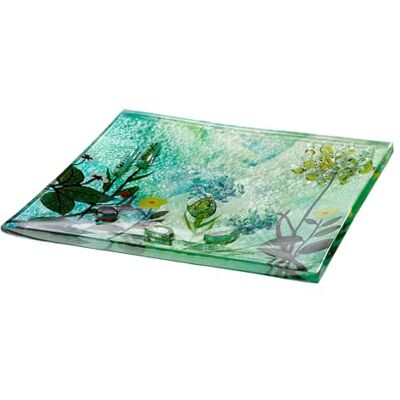 ART Schale Wild Flowers aus Glas Mehrfarbig quadratisch Höhe 20cm x Breite 20cm glänzend Einliniendesign-Muster ART Schale Wild Flowers aus Glas Mehrfarbig quadratisch Höhe 20cm x Breite 20cm glänzend Einliniendesign-Muster