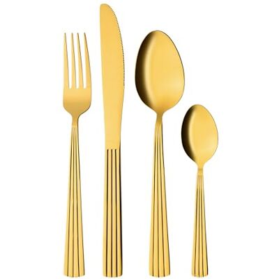 GRÄWE Besteckset für 4 Personen aus Edelstahl, goldenes Essbesteck, Tafelbesteck Set 16-teilig, Spülmaschinengeeignet, Besteck Set mit Dekor Serie Athen GRÄWE Besteckset für 4 Personen aus Edelstahl, goldenes Essbesteck, Tafelbesteck Set 16-teilig, Spülmaschinengeeignet, Besteck Set mit Dekor Serie Athen