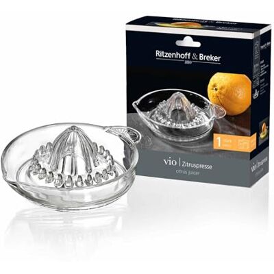 Ritzenhoff & Breker Vio Zitronenpresse, Zitronenentsafter, Zitrus Presse mit Ausgießer & Henkel, Große Saftpresse aus Glas, 140 ml, 818871 Ritzenhoff & Breker Vio Zitronenpresse, Zitronenentsafter, Zitrus Presse mit Ausgießer & Henkel, Große Saftpresse aus Glas, 140 ml, 818871