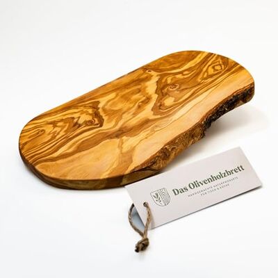 das Olivenholzbrett ® Schneidebrett aus Olivenholz/Antipastibrett/Vesperbrett/Servierbrett/Chacaturieboard/Brotzeitbrett aus Olivenholz/Olivenholzbrett mit naturbelassenem Rand, 35cm das Olivenholzbrett ® Schneidebrett aus Olivenholz/Antipastibrett/Vesperbrett/Servierbrett/Chacaturieboard/Brotzeitbrett aus Olivenholz/Olivenholzbrett mit naturbelassenem Rand, 35cm