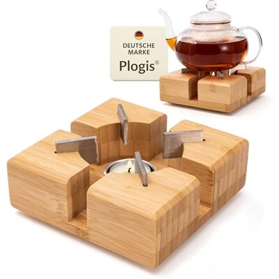 Plogis ® Bambus Stövchen – Handgefertigter Teewärmer aus massivem Bambus Stövchen für Teekanne & Geschirr Teestövchen Holz mit Teelicht 15×15 cm Sicherer Halt Dank Metalleinsätzen Plogis ® Bambus Stövchen – Handgefertigter Teewärmer aus massivem Bambus Stövchen für Teekanne & Geschirr Teestövchen Holz mit Teelicht 15×15 cm Sicherer Halt Dank Metalleinsätzen