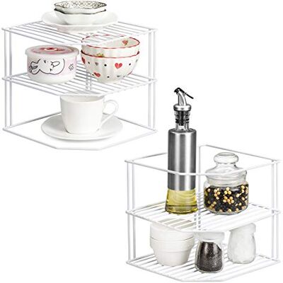 QIWODE Teller Organizer Schrank, 3 etagen Tellerregal für Schrank, Küchenschrank Organizer für Teller, Schüsseln, Geschirr, Gewürze, Tassen, Weiß (2 Stück) QIWODE Teller Organizer Schrank, 3 etagen Tellerregal für Schrank, Küchenschrank Organizer für Teller, Schüsseln, Geschirr, Gewürze, Tassen, Weiß (2 Stück)