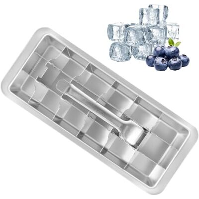 GWCYMYD Edelstahl Eiswürfelform 18 Fächer mit Hebel Plastikfrei Spülmaschinenfest Wiederverwendbare Eiswürfelschale mit Hebel Abnehmbarem Einsatz Glatter Edelstahlfläche für Whisky Cocktails Kaffee Saft GWCYMYD Edelstahl Eiswürfelform 18 Fächer mit Hebel Plastikfrei Spülmaschinenfest Wiederverwendbare Eiswürfelschale mit Hebel Abnehmbarem Einsatz Glatter Edelstahlfläche für Whisky Cocktails Kaffee Saft