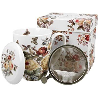 DUO FLORAL Becher 380 ml ZAHRA mit Teesieb, New Bone China Porzellan DUO FLORAL Becher 380 ml ZAHRA mit Teesieb, New Bone China Porzellan