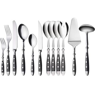GRÄWE Besteckset, Nürnberg, 42-teilig, 6 Personen, Edelstahl, schwarzer Griff, rustikal, schwere Qualität, spülmaschinengeeignet, handpoliert GRÄWE Besteckset, Nürnberg, 42-teilig, 6 Personen, Edelstahl, schwarzer Griff, rustikal, schwere Qualität, spülmaschinengeeignet, handpoliert