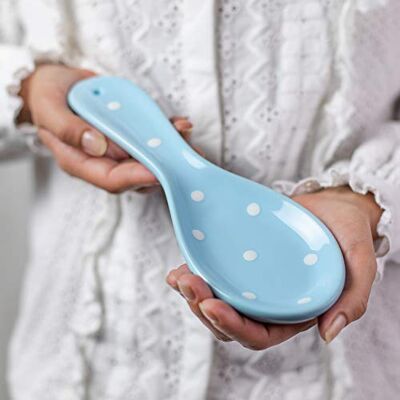 City to Cottage ® Keramik Löffelablage Hellblau und Weiß Polka Dots Handgemacht Keramik Geschirr Löffelhalter Küchen Zubehör City to Cottage ® Keramik Löffelablage Hellblau und Weiß Polka Dots Handgemacht Keramik Geschirr Löffelhalter Küchen Zubehör