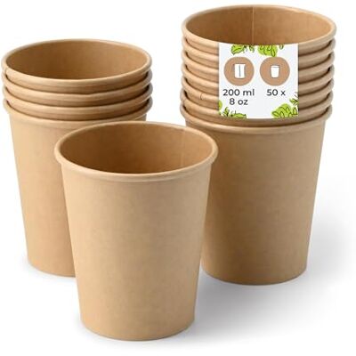 BIOZOYG 50 Stück Kaffeebecher Pappbecher 200ml / 8 oz Ø 80 mm braun Einwegbecher plastikfrei Becher aus nachhaltiger Forstwirtschaft Kaffeebecher Einweg BIOZOYG 50 Stück Kaffeebecher Pappbecher 200ml / 8 oz Ø 80 mm braun Einwegbecher plastikfrei Becher aus nachhaltiger Forstwirtschaft Kaffeebecher Einweg