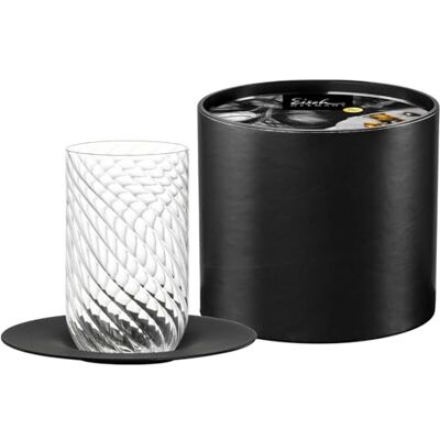 EISCH Latte Macchiato Glas mit Untertasse TWIST 360 ml Handgefertigt aus Kristallglas, Matt-Schwarze Veredelung, Becher für Heiß- & Kaltgetränke, Spülmaschinengeeignet, Geschenkröhre EISCH Latte Macchiato Glas mit Untertasse TWIST 360 ml Handgefertigt aus Kristallglas, Matt-Schwarze Veredelung, Becher für Heiß- & Kaltgetränke, Spülmaschinengeeignet, Geschenkröhre