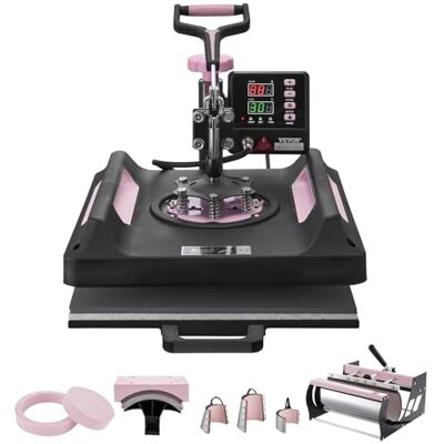 VEVOR Hitzepresse, 8 in 1 Wärmeübertragungsmaschine mit 887 ml Tumbler-Presse, 360° wegschwenkbare digitale T-Shirt-Pressmaschine, 38 x38 cm, Teflonbeschichtung, für T-Shirts/Tassen/Hüte/Teller VEVOR Hitzepresse, 8 in 1 Wärmeübertragungsmaschine mit 887 ml Tumbler-Presse, 360° wegschwenkbare digitale T-Shirt-Pressmaschine, 38 x38 cm, Teflonbeschichtung, für T-Shirts/Tassen/Hüte/Teller