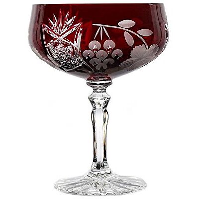 CRISTALICA Sektschale Cocktailschale Champagnerschale Traube 200 ml Rot Handgeschliffen Kristallglas CRISTALICA Sektschale Cocktailschale Champagnerschale Traube 200 ml Rot Handgeschliffen Kristallglas
